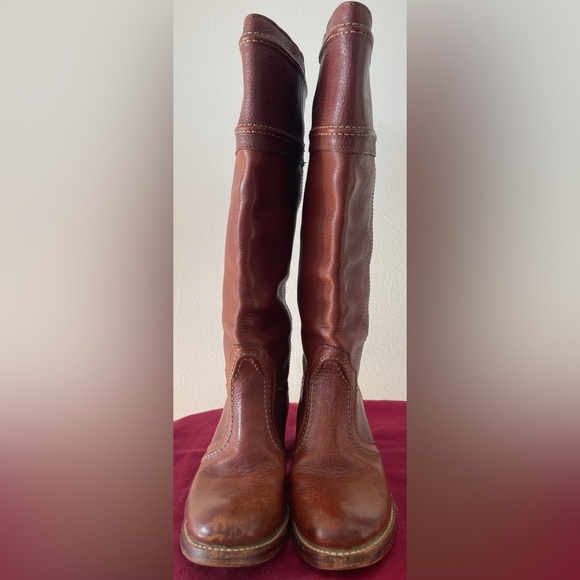 Frye Chestnut Leather Heeled Boots - Picture 4 of 6